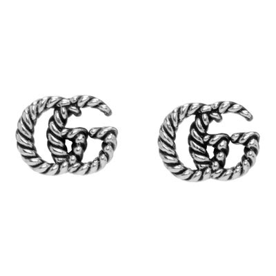 Gucci: Silver GG Marmont Rope Earrings 